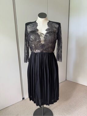Catherine Deane Lace Leather Silk Dress 12